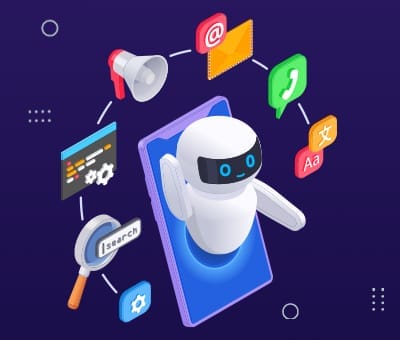 Como implementar um chatbot inteligente para impulsionar sua experiência do cliente 7 Imagem de robozinho ilustrando um chatbot para atender clientes