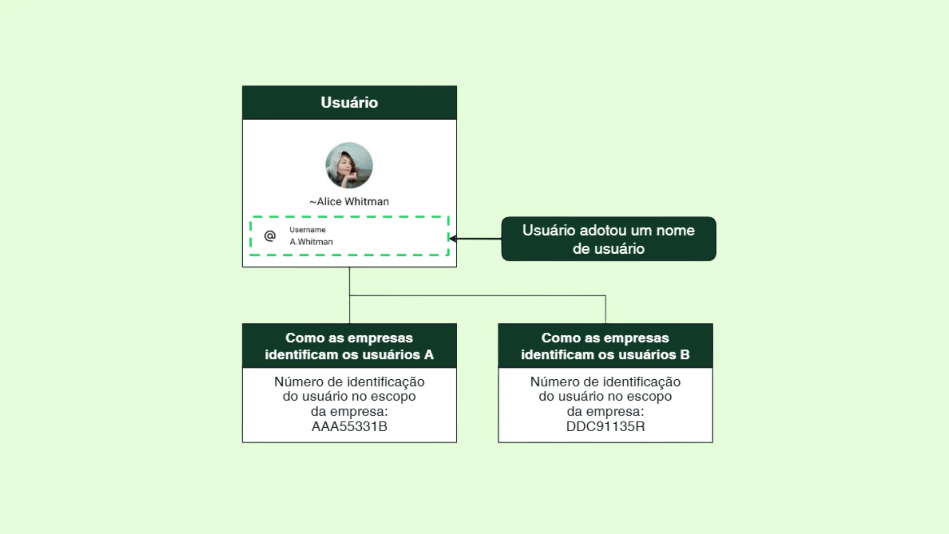 Esquema do BSUID: identificador do usuário no escopo de cada empresa quando o cliente adota nome de usuário